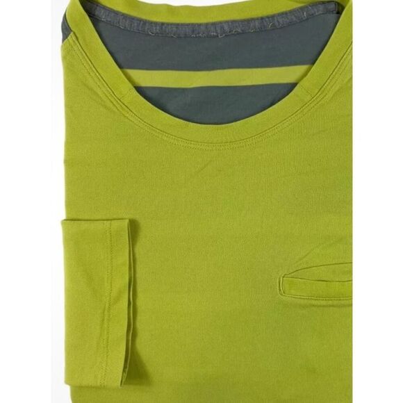 Nice Men Lululemon Yellow Gray Striped Biking Performance Shirt Mens size Large - Picture 4 of 13